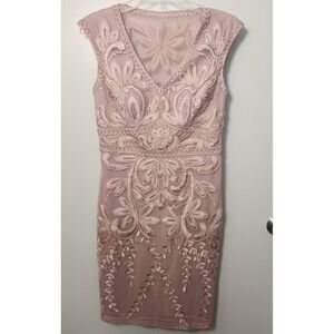 Sue Wong Bloomingdales Blush Pink Embroidered Mesh Cocktail Dress NWT $348 Sz 8
